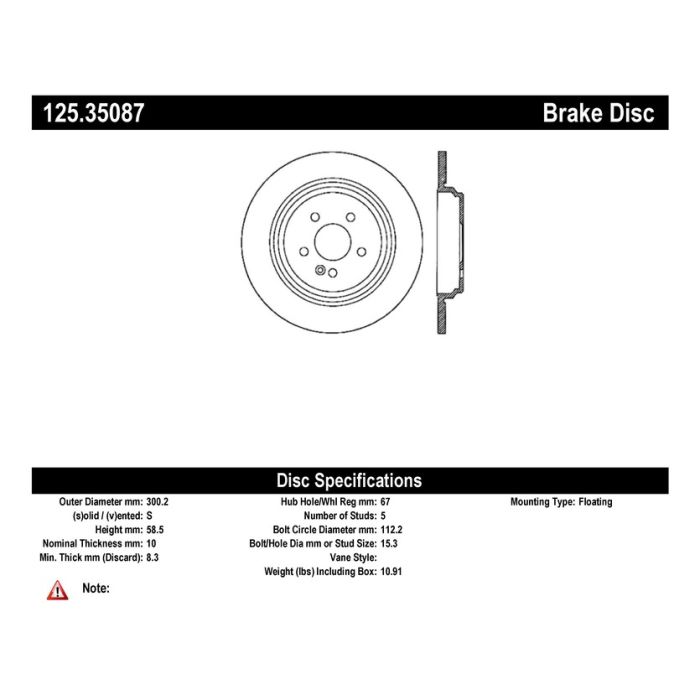 EBC 125.35087 Centric Premium High Carbon Alloy Brake Rotor