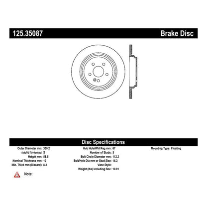 EBC 125.35087 Centric Premium High Carbon Alloy Brake Rotor