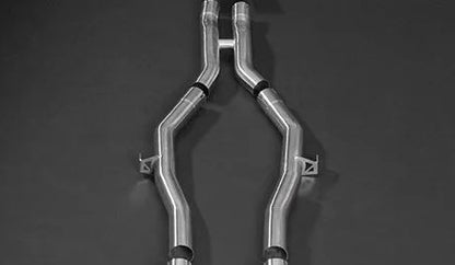 Capristo 02BM07403012 BMW M3/M4 (G80/81/82) Valved Exhaust, Middle Silencer Delete &amp; Wicrom Tips (OE Actuators) 