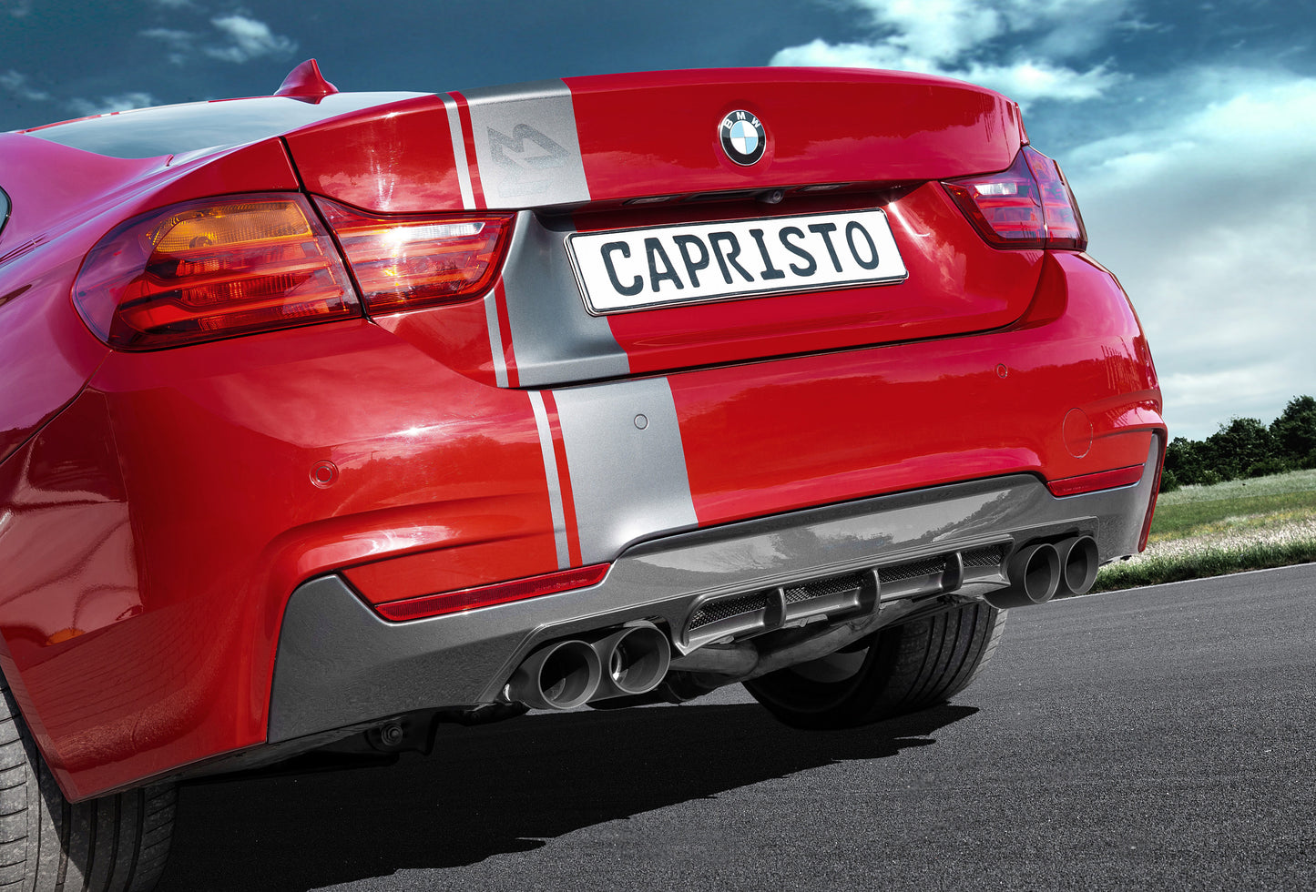 Capristo 02BM02103001 BMW 435i Valved Exhaust with Middle Silencer Spare Pipes and Skirt Diffuser (CES3) 