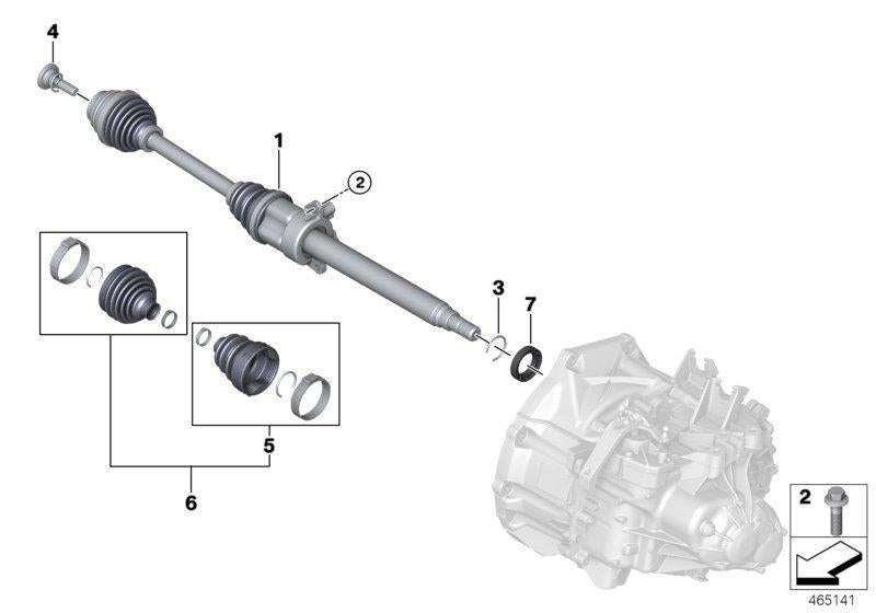 Genuine Mini 31605A2DFF2 Output Shaft Right