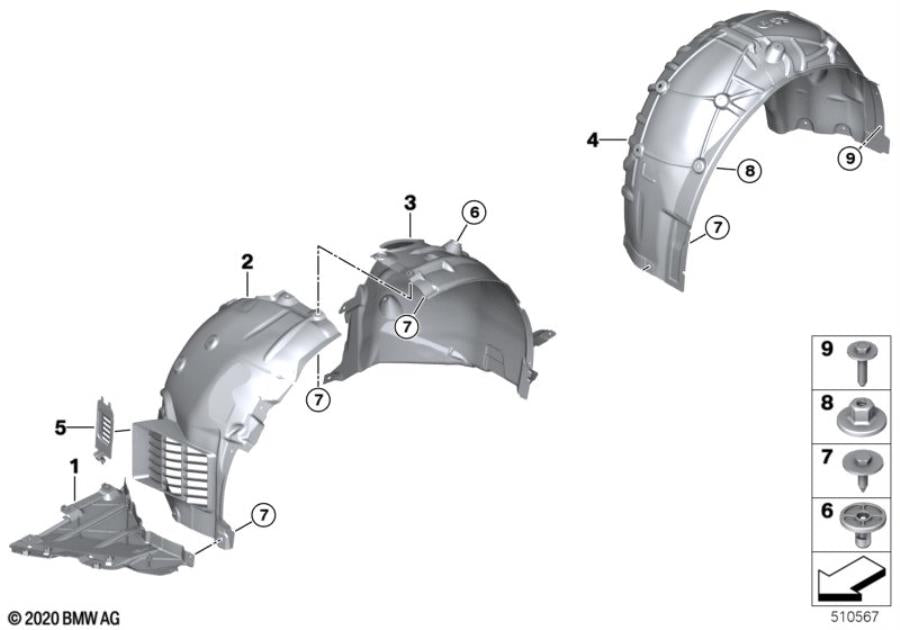 Genuine BMW 51718082076 G87 M2 Wheel Arch Cover Rear Section Right Front