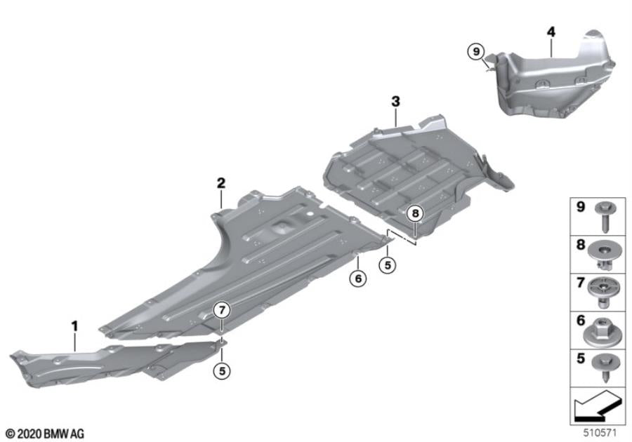 Genuine BMW 51758082062 G87 M2 Underbody Paneling, Rear Right