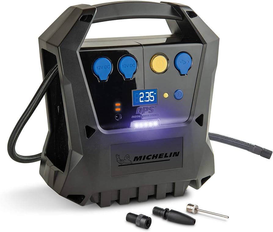 Michelin 009522 Air compressor 12, 230V, 6.90 bar, cigarette lighter powered portable