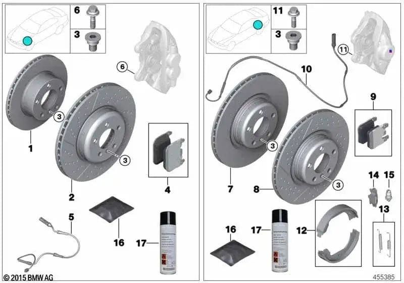 Genuine BMW 34207889667 F80 F82 F87 Brake Disc Ventilated Left 370X24