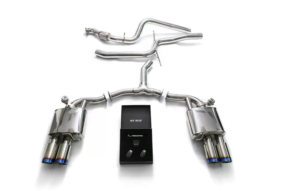 Valvetronic Exhaust System Audi A5 B9 Sportback with Blue Coated Tips | ML Performance Car Parts