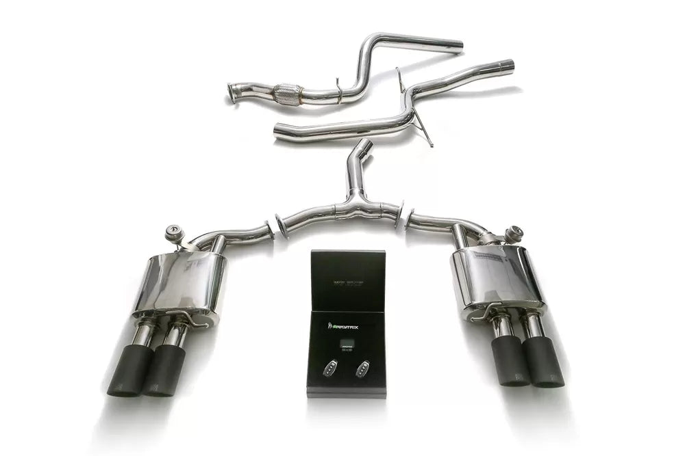 Valvetronic Exhaust System Audi A5 B9 Sportback with Matte Black Tips | ML Performance Car Parts