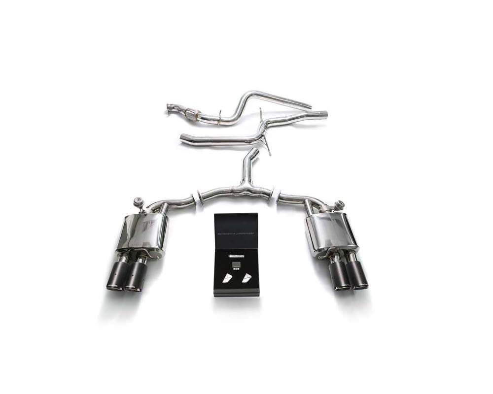 Stainless Steel Valvetronic Exhaust System Audi A4 B9 with Carbon Tips | ML Performance Car Parts