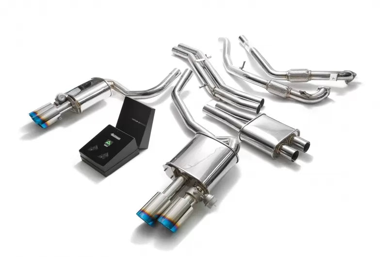 Valvetronic Exhaust System Audi S4 S5 with Blue Coated Tips | ML Performance Car Parts