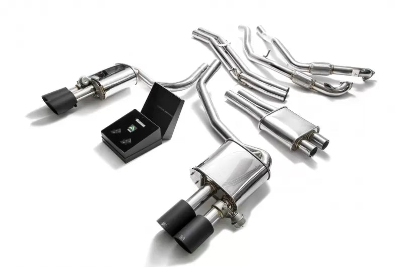 Valvetronic Exhaust System Audi S4 S5 with Matte Black Tips | ML Performance Car Parts