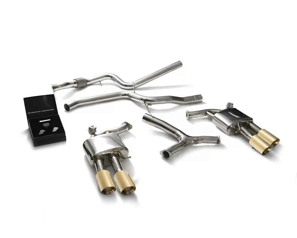 Valvetronic Exhaust System Audi A5 B9 Sportback with Gold Tips | ML Performance Car Parts