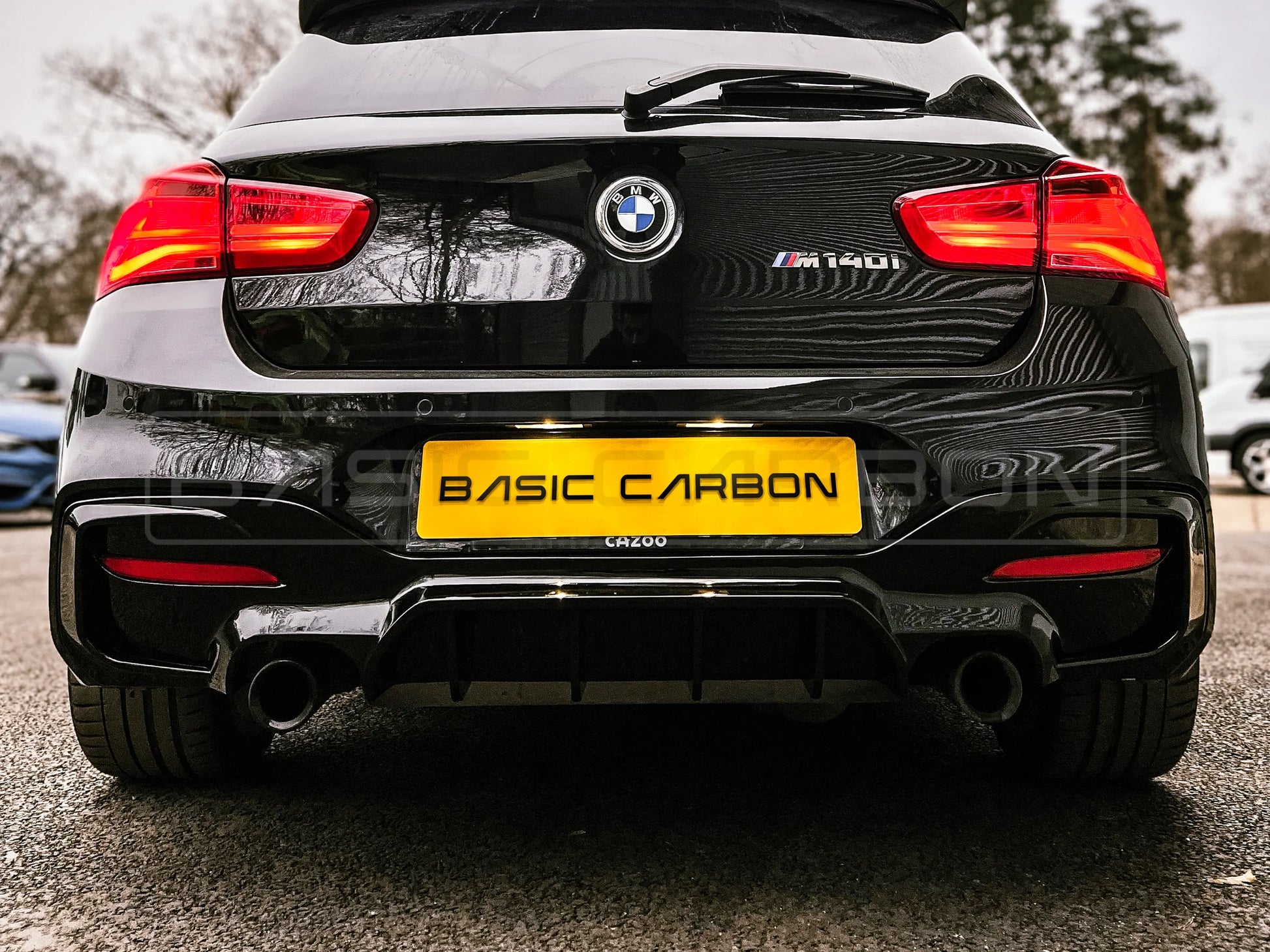 Basic Carbon BMW 1 Series F20 F21 LCI Aggressive Style Gloss Black Rear Diffuser (Inc. 120d, 125i & M140i) - ML Performance UK