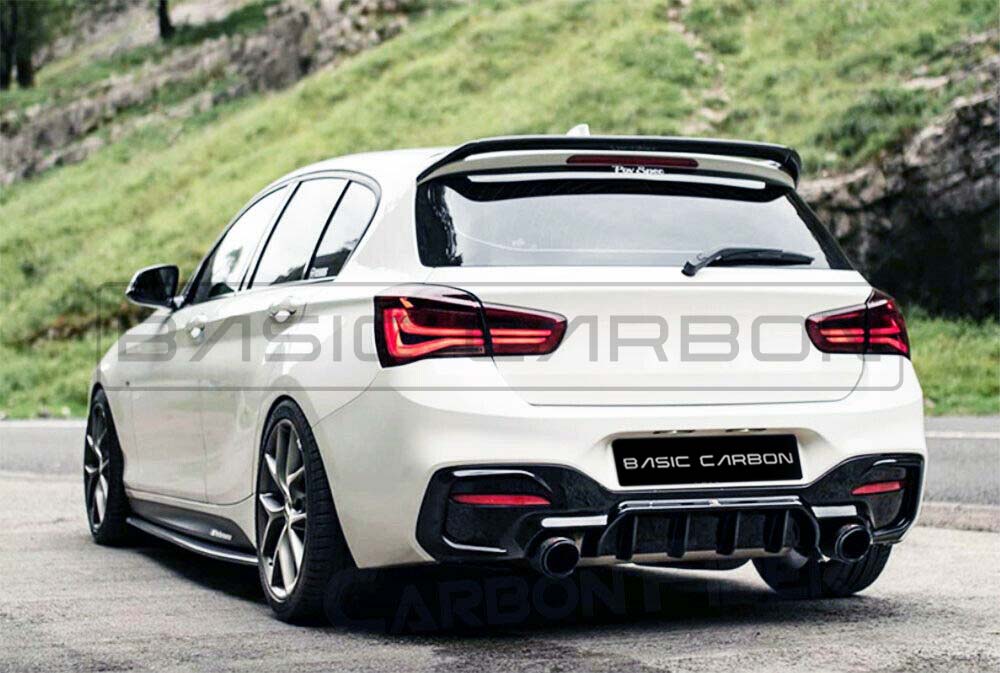 Basic Carbon BMW 1 Series F20 F21 LCI Aggressive Style Gloss Black Rear Diffuser (Inc. 120d, 125i & M140i) - ML Performance UK