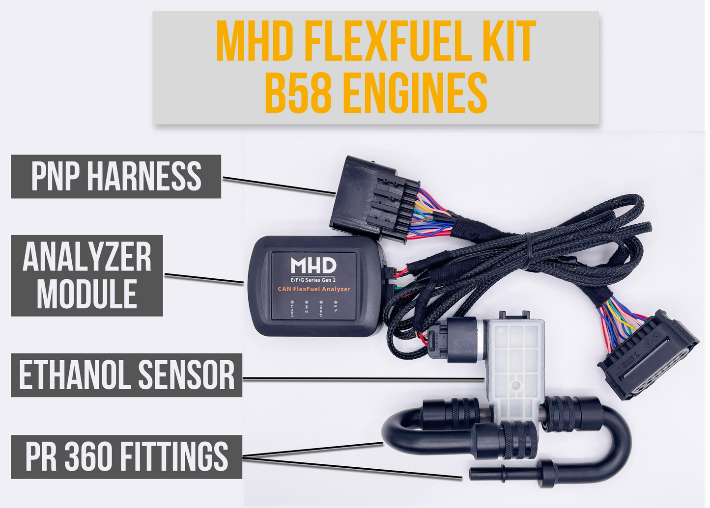 MHD BMW B58 N55 S55 S58 CAN FlexFuel Analyzer QuickInstall Kit (Inc. M340i, M2 Competition, M3 & X4M)