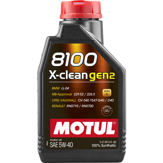 Motul 8100 X-Clean GEN2 5W-40 Fully Synthetic Car Engine Oil - 1l