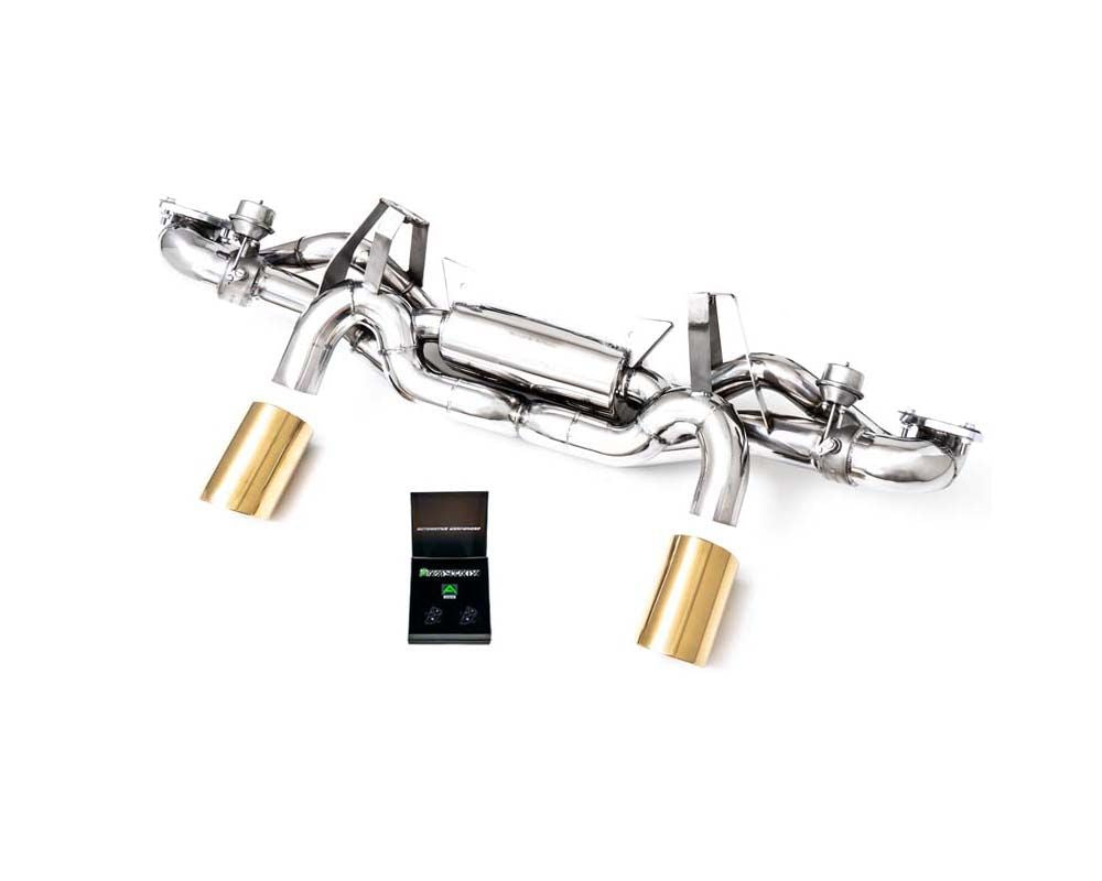 Valvetronic Exhaust System Porsche 718 Cayman GT4 RS OPF 2022+ with Gold Tips | ML Performance Car Parts