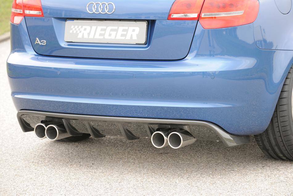 Rieger 00088247 Audi 8P A3 Rear Diffuser - Glossy Black | ML Performance UK Car Parts