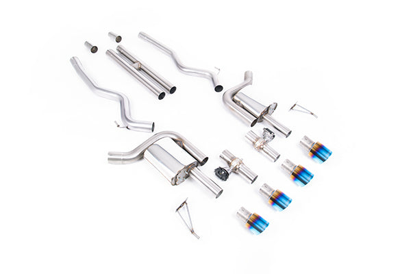 Milltek SSXFD432 Ford Active Valved Cat-Back With H Pipe And GT-100 / 4' Burnt/Blue Titanium Tips - (Loudest) (Inc. Mustang)