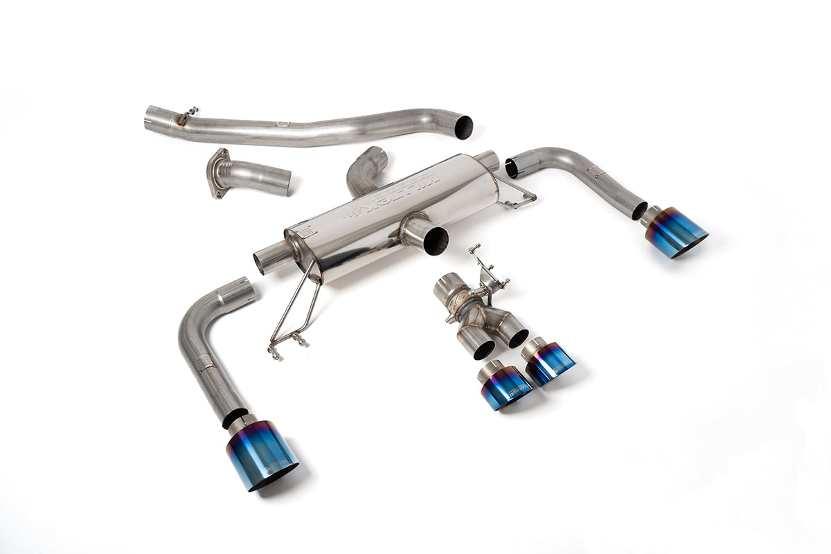 Milltek SSXTY148 Toyota 76.2mm / 3' Non Resonated Secondary Cat-Back (Louder) With Burnt / Blue Titanium Gt Tips (Inc. Corolla)