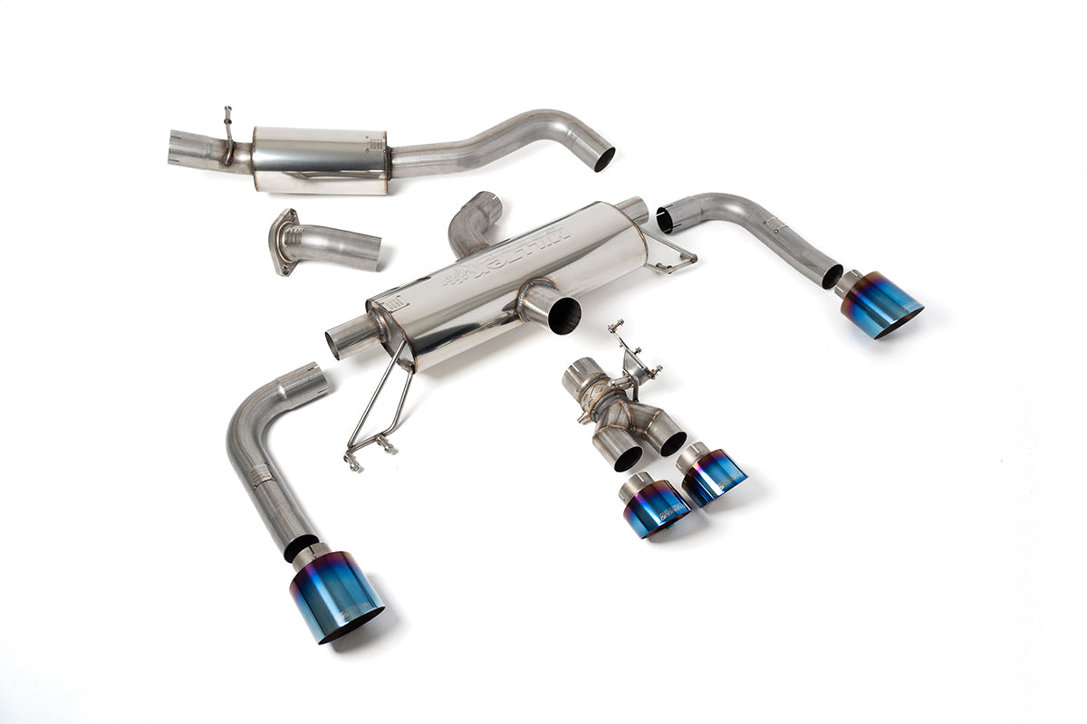 Milltek SSXTY158 Toyota 76.2mm / 3' Resonated Secondary Cat-Back With Burnt / Blue Titanium Gt Tips (Inc. Corolla)