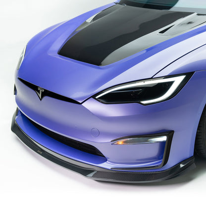 Vorsteiner TEV3020 VRS Tesla Model S Plaid Aero Front Spoiler Carbon Fiber PP 2X2 Glossy | ML Performance