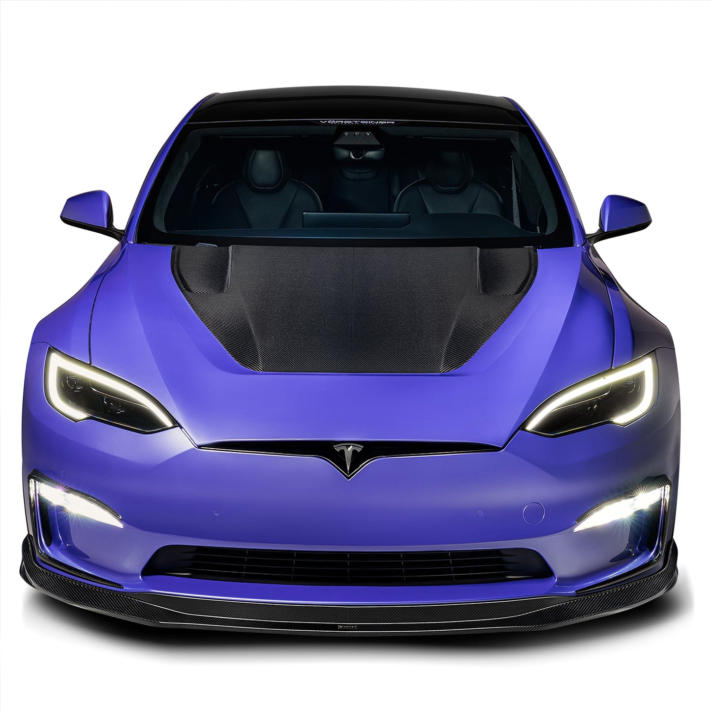 Vorsteiner TEV3080 VRS Tesla Model S Plaid Aero Hood Carbon Fiber PP 2x2 Glossy | ML Performance