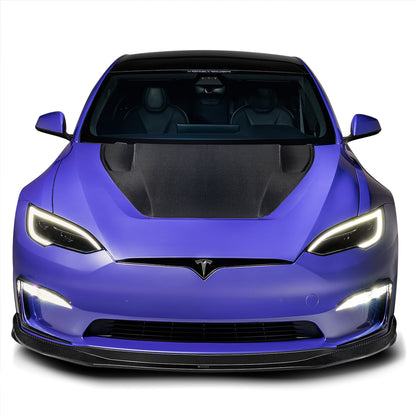 Vorsteiner TEV3080 VRS Tesla Model S Plaid Aero Hood Carbon Fiber PP 2x2 Glossy | ML Performance