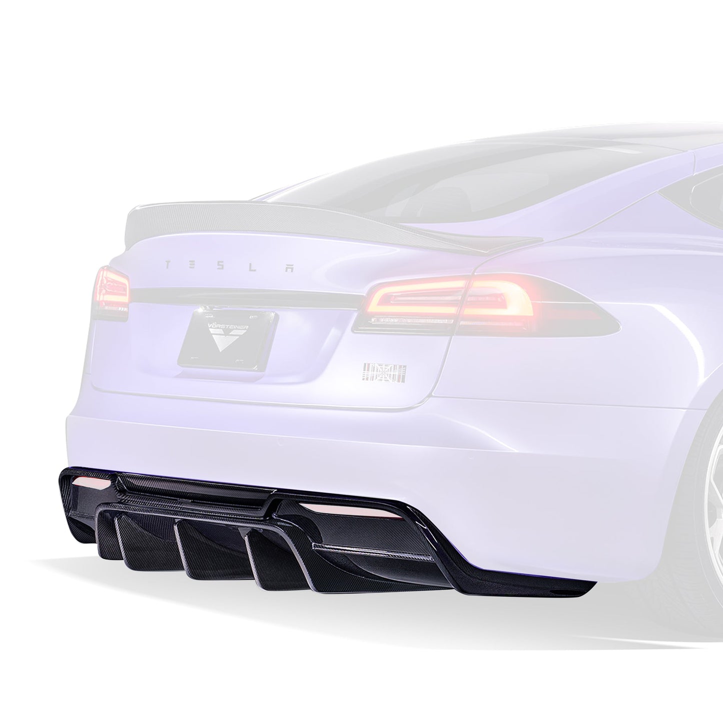 Vorsteiner TEV3040 VRS Tesla Model S Plaid Aero Rear Diffuser Carbon Fiber PP 2x2 Glossy | ML Performance