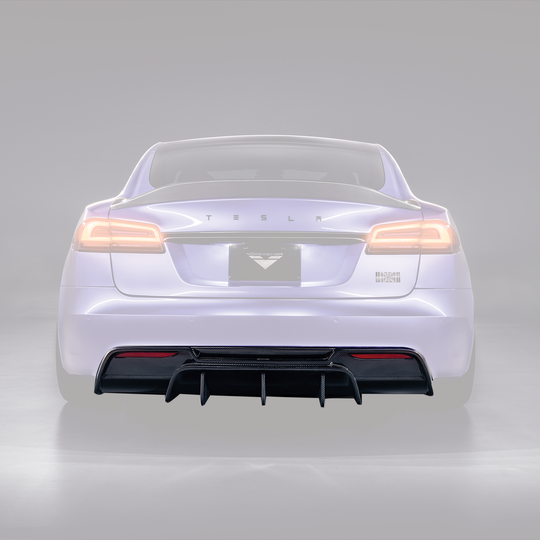 Vorsteiner TEV3040 VRS Tesla Model S Plaid Aero Rear Diffuser Carbon Fiber PP 2x2 Glossy | ML Performance