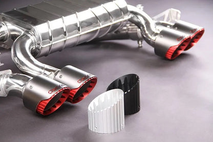 Capristo 02BM07403012 BMW M3/M4 (G80/81/82) Valved Exhaust, Middle Silencer Delete &amp; Wicrom Tips (OE Actuators) 