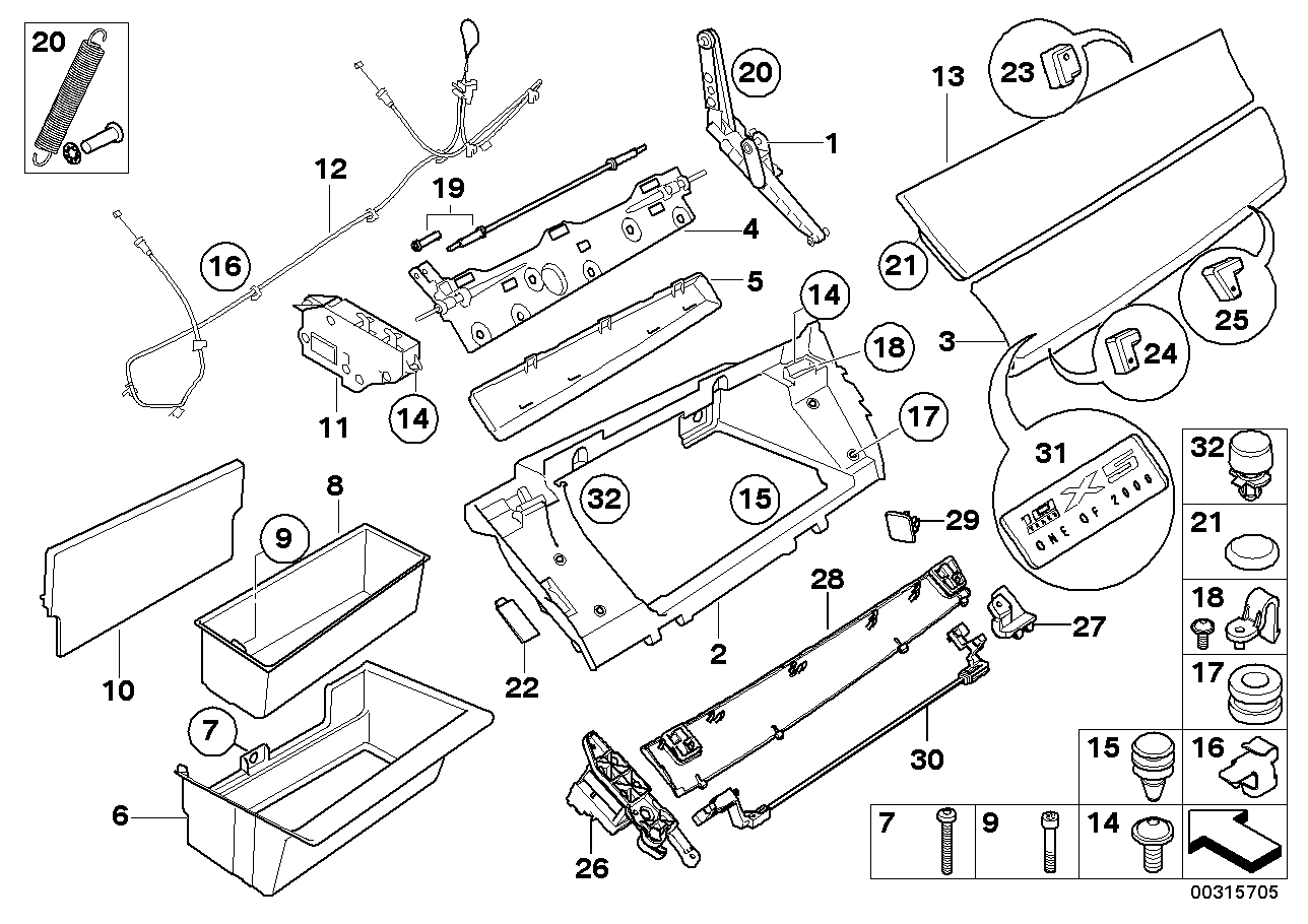 Genuine BMW 51169114128 E70 E71 Hinge, Glove Box (Inc. X5 & X6)