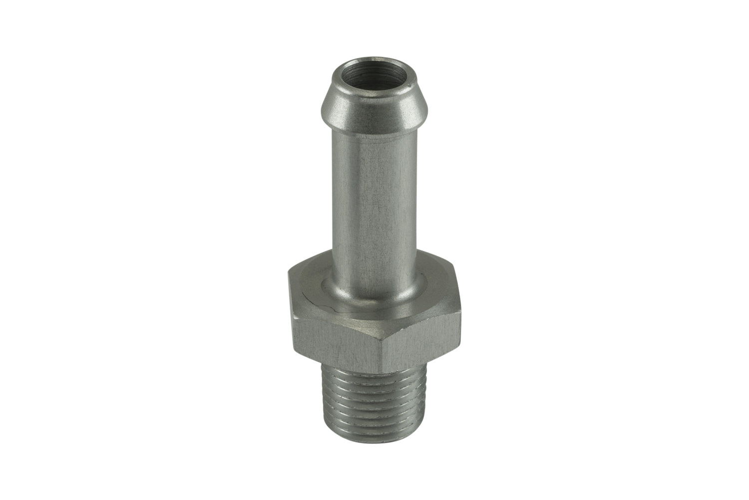 Fitting 8mm / 5/16 Hose End to 1/8 NPT Male Straight - Silver | ML Performance Car Parts