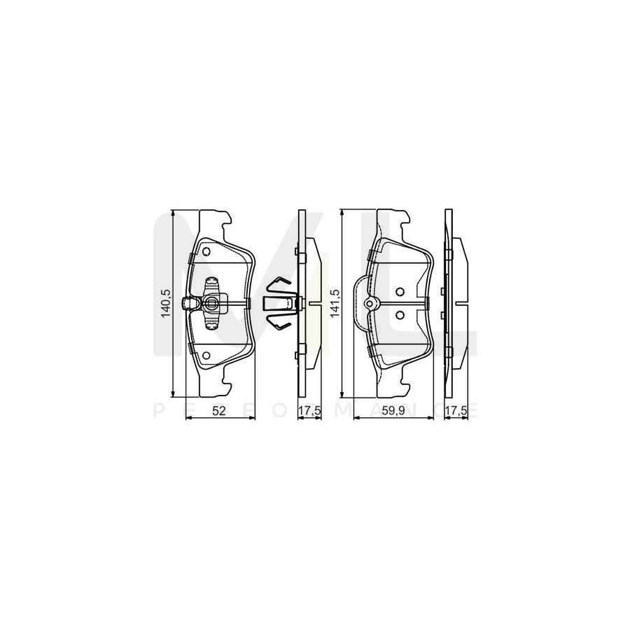 Bosch 0986495438 Brake Pad Set Excl. Wear Warning Contact, With Anti-Squeak Plate, With Mounting Manual, With Piston Clip BP2070 | ML Performance Car Parts