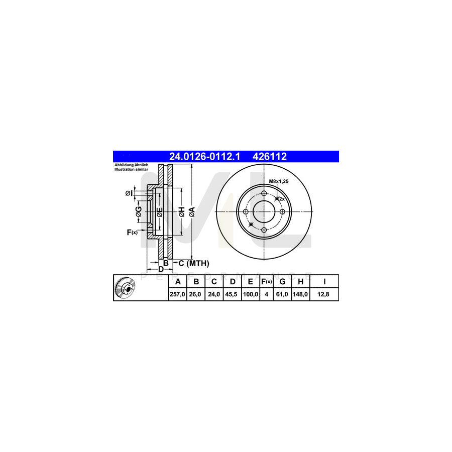 ATE 24.0126-0112.1 Brake Disc Vented | ML Performance Car Parts