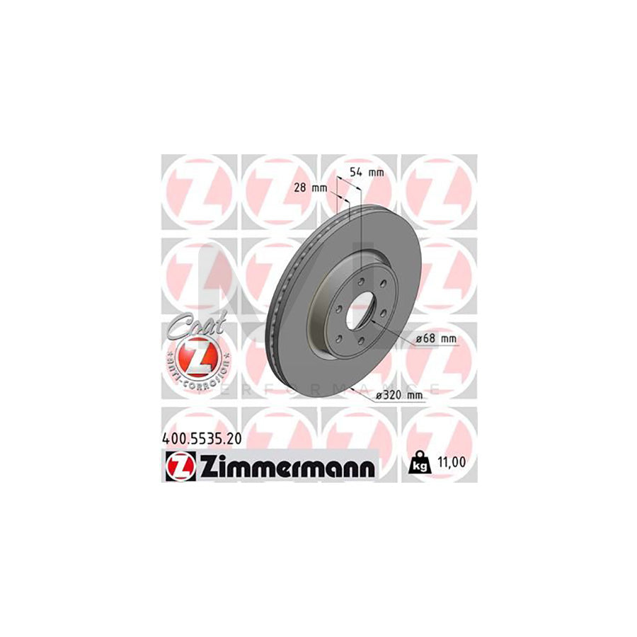 ZIMMERMANN 400.5535.20 Brake Disc suitable for MERCEDES-BENZ X-Class Internally Vented, Coated | ML Performance Car Parts