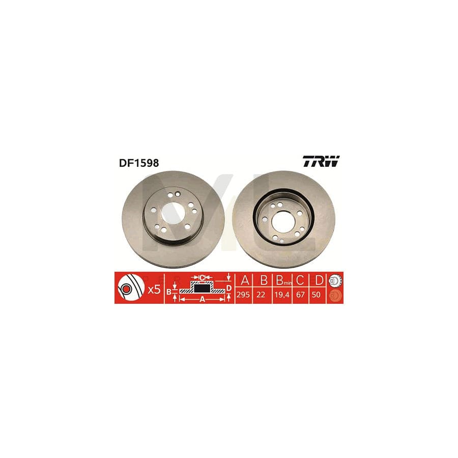 TRW DF1598 Brake Disc Vented, Painted | ML Performance Car Parts