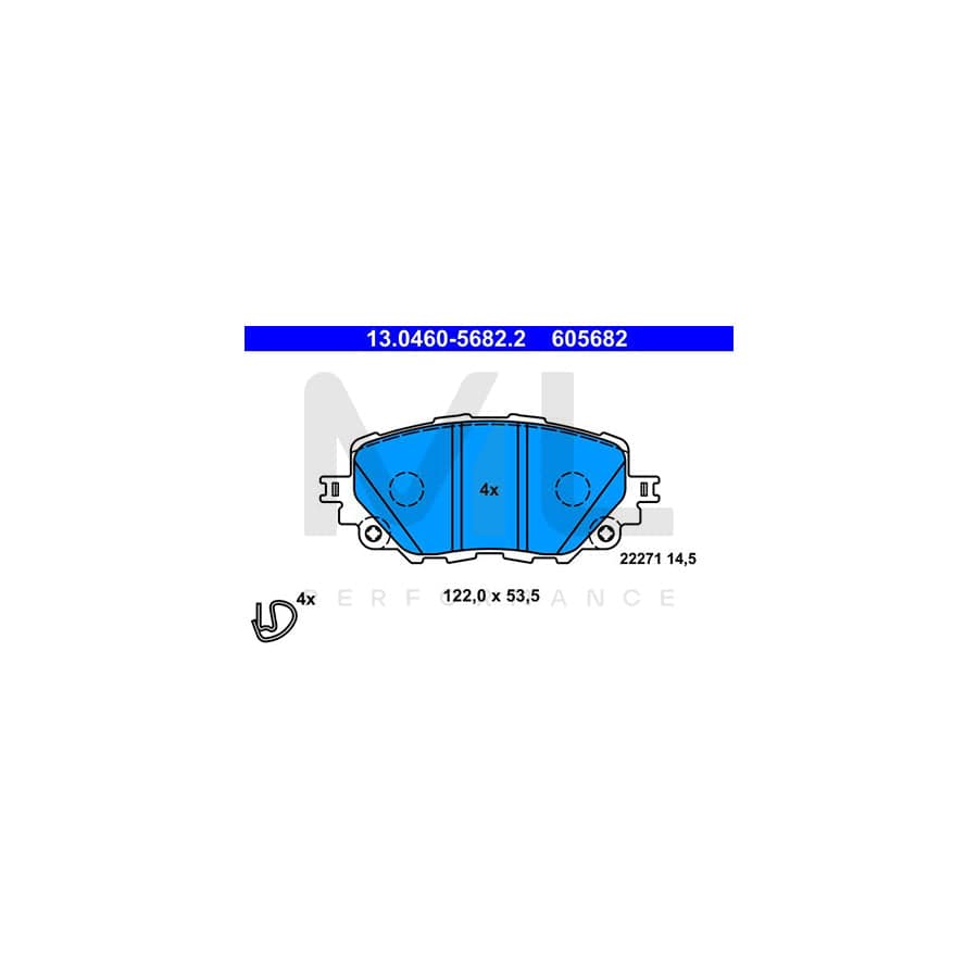 ATE 13.0460-5682.2 Brake pad set without integrated wear warning contact, with accessories | ML Performance Car Parts