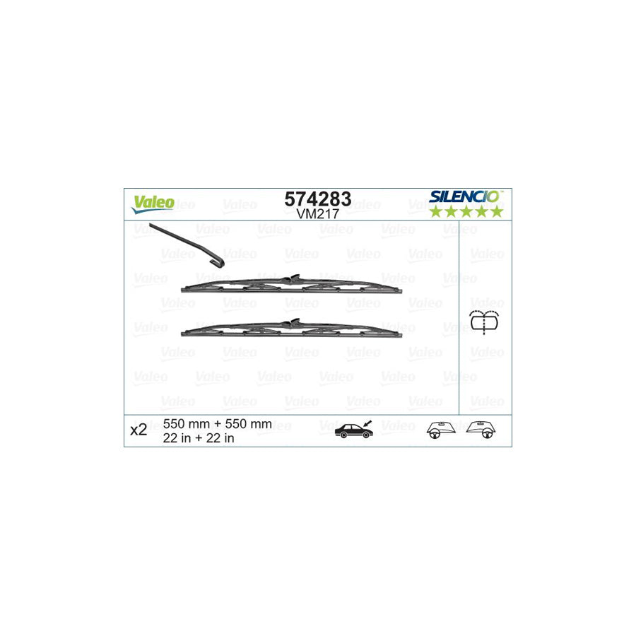 Valeo Silencio, Silencio Conventional Set 574283 Wiper Blade For Peugeot 405 | ML Performance UK Car Parts