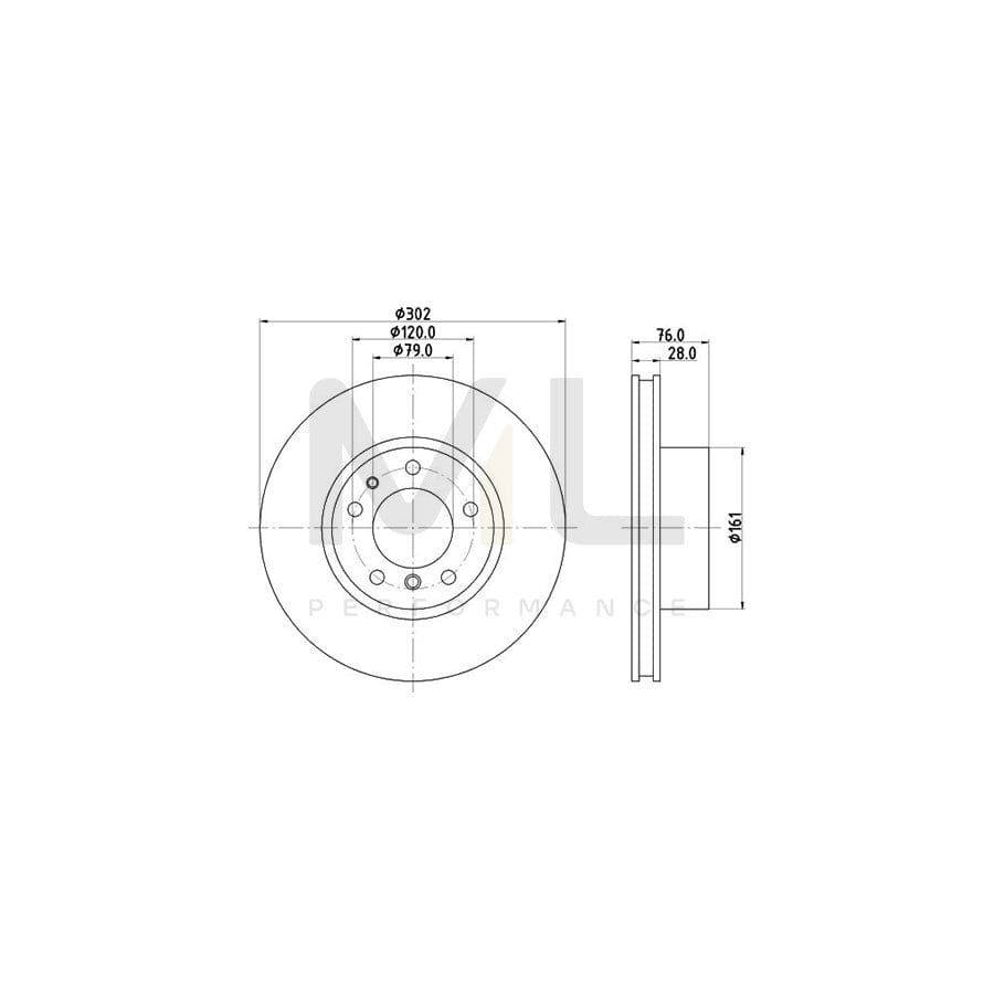 HELLA 8DD 355 101-741 Brake Disc Internally Vented, without wheel hub, without wheel studs | ML Performance Car Parts