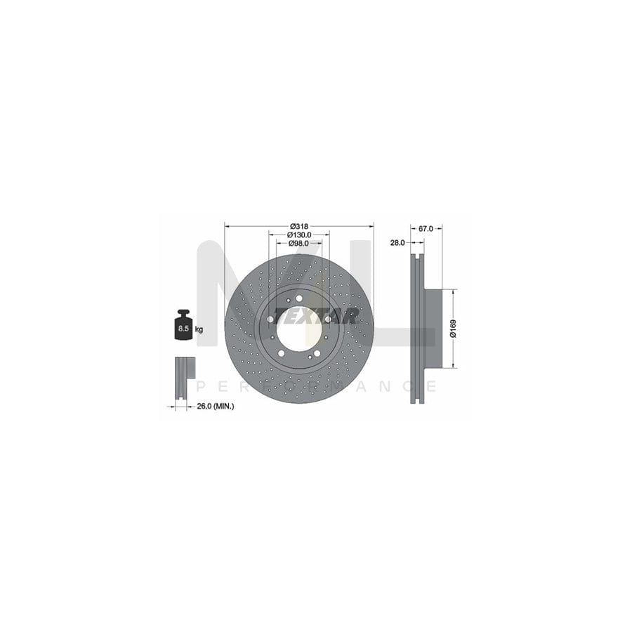 TEXTAR 92099900 Brake Disc Internally Vented, Perforated, without wheel hub, without wheel studs | ML Performance Car Parts