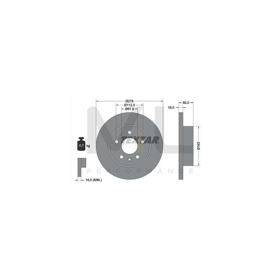 TEXTAR PRO 92129203 Brake Disc suitable for MERCEDES-BENZ V-Class (W638/2) Solid, Coated, without wheel hub, without wheel studs | ML Performance Car Parts