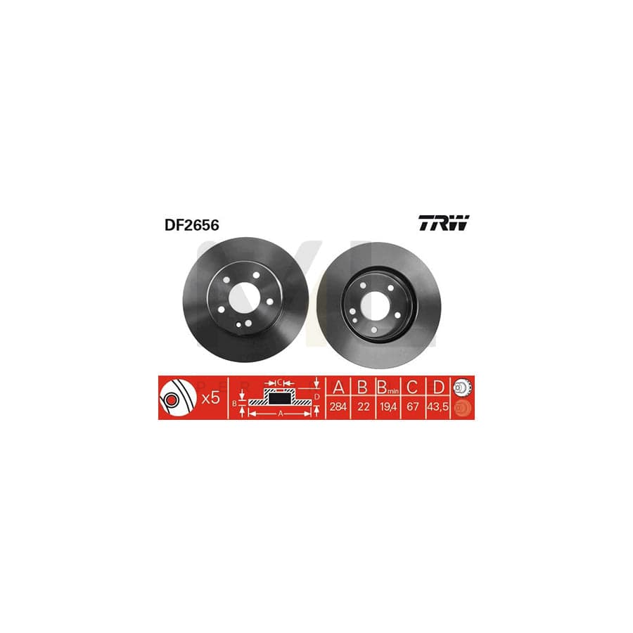 TRW DF2656 Brake Disc suitable for MERCEDES-BENZ C-Class Vented, Painted | ML Performance Car Parts