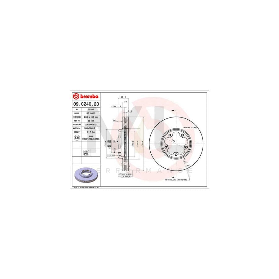 BREMBO 09.C240.20 Brake Disc Internally Vented | ML Performance Car Parts