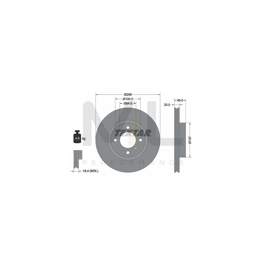 TEXTAR 92294403 Brake Disc for MITSUBISHI COLT Internally Vented, Coated, without wheel hub | ML Performance Car Parts