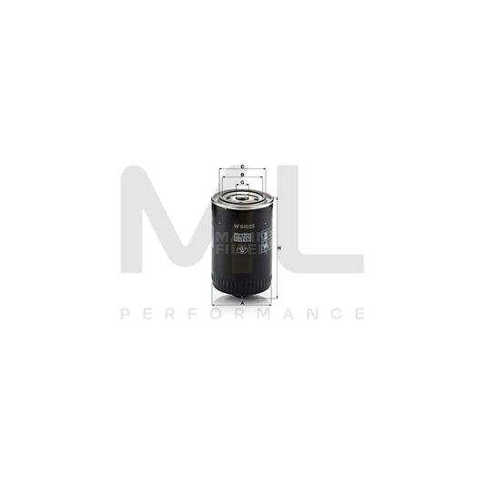 MANN-FILTER W 940/25 (10) Oil Filter Spin-on Filter, with one anti-return valve | ML Performance Car Parts