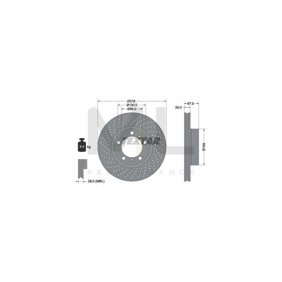 TEXTAR PRO 92100003 Brake Disc Internally Vented, Perforated, Coated, without wheel hub, without wheel studs | ML Performance Car Parts