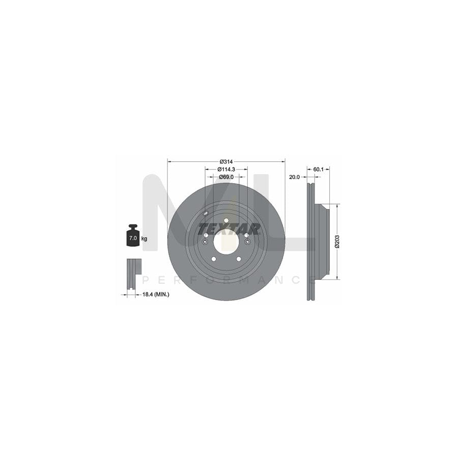 TEXTAR PRO 92273703 Brake Disc Externally Vented, Coated, without wheel hub, without wheel studs | ML Performance Car Parts