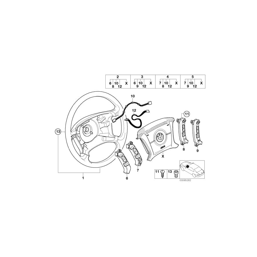 Genuine BMW 32306774159 E53 Leather Steering Wheel SCHWARZ (Inc. X5) | ML Performance UK Car Parts