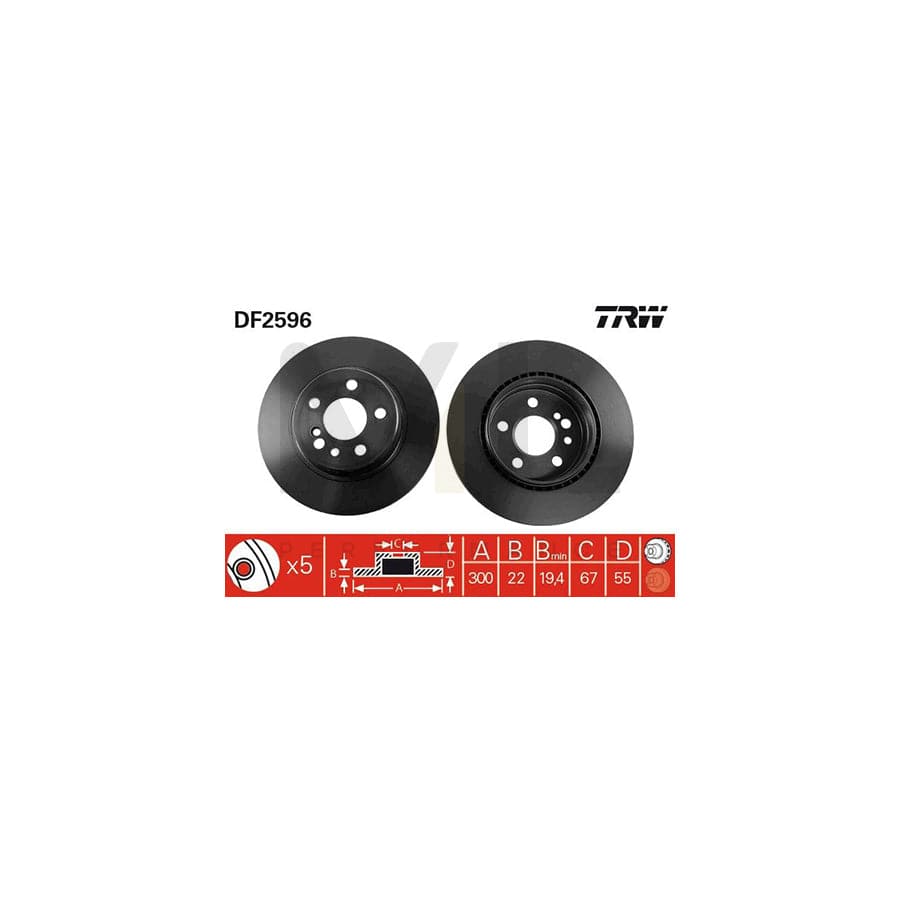 TRW DF2596 Brake Disc suitable for MERCEDES-BENZ S-Class Vented, Painted | ML Performance Car Parts