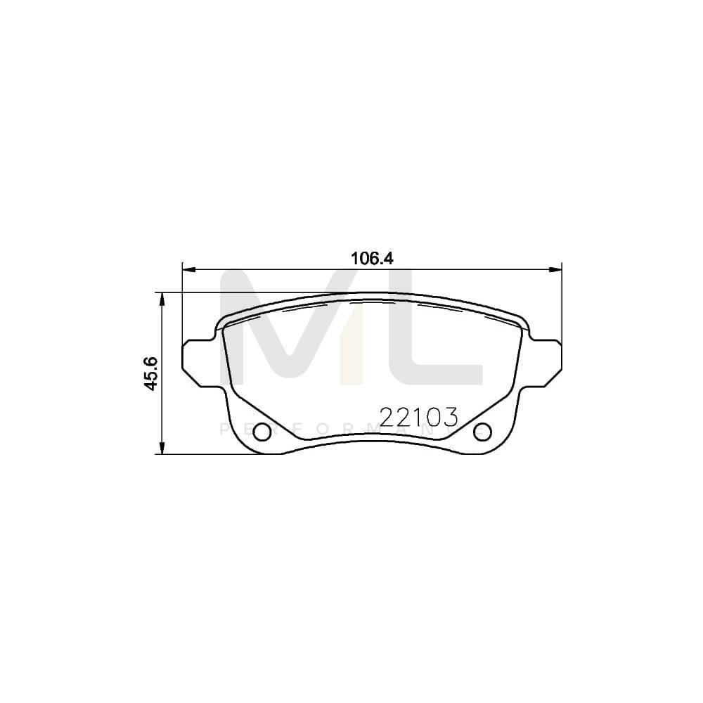 Hella 8DB 355 023-211 Brake Pad Set Not Prepared For Wear Indicator, With Brake Caliper Screws, With Accessories | ML Performance Car Parts